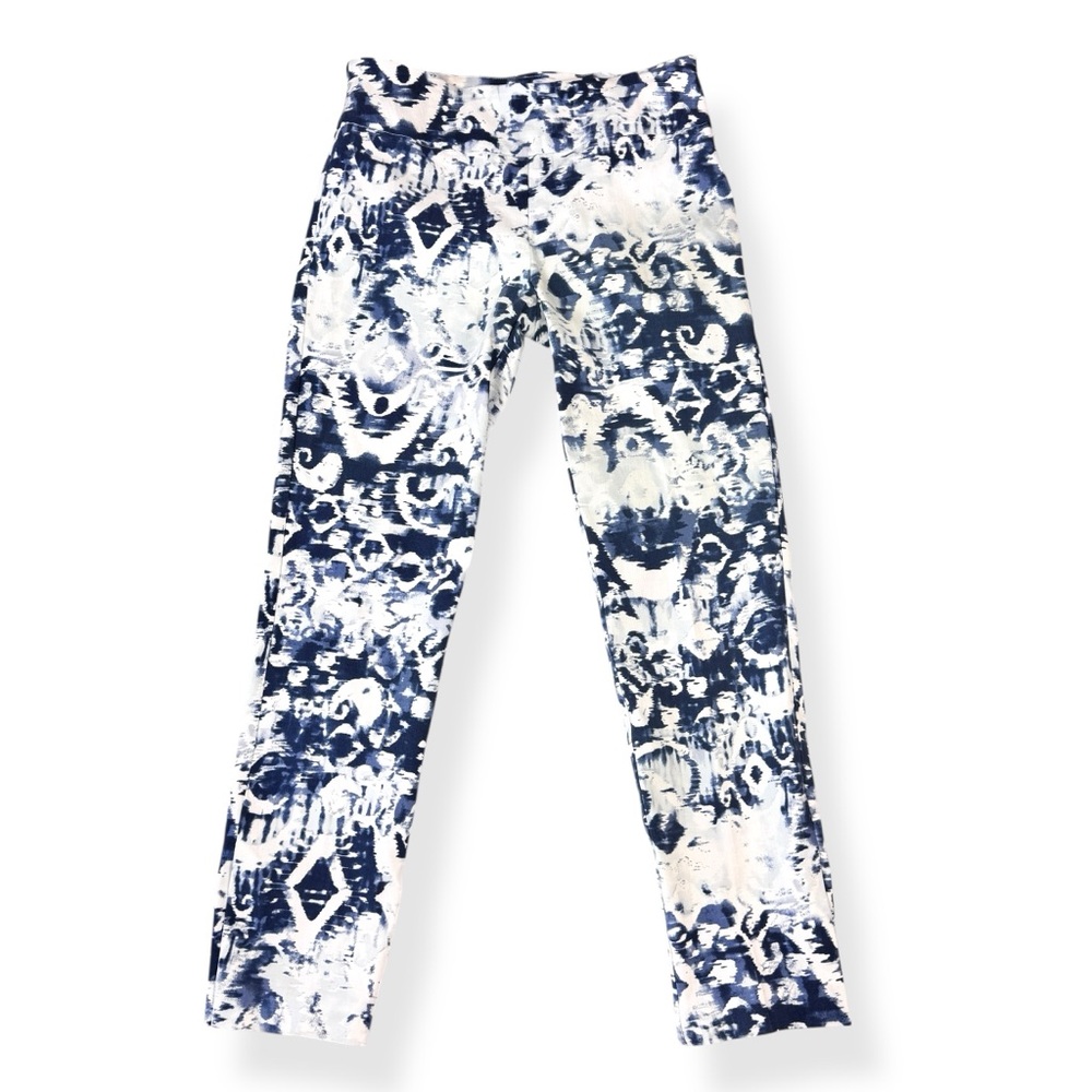 Elliott Lauren Tummy Control Ankle‎ Pants Womens 2 Blue White Stretch Pull On